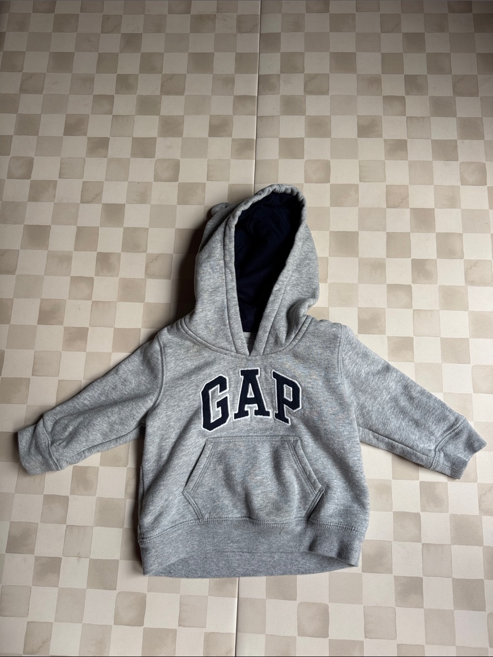 GAP Light Gray Hoodie with Ears and Navy Logo